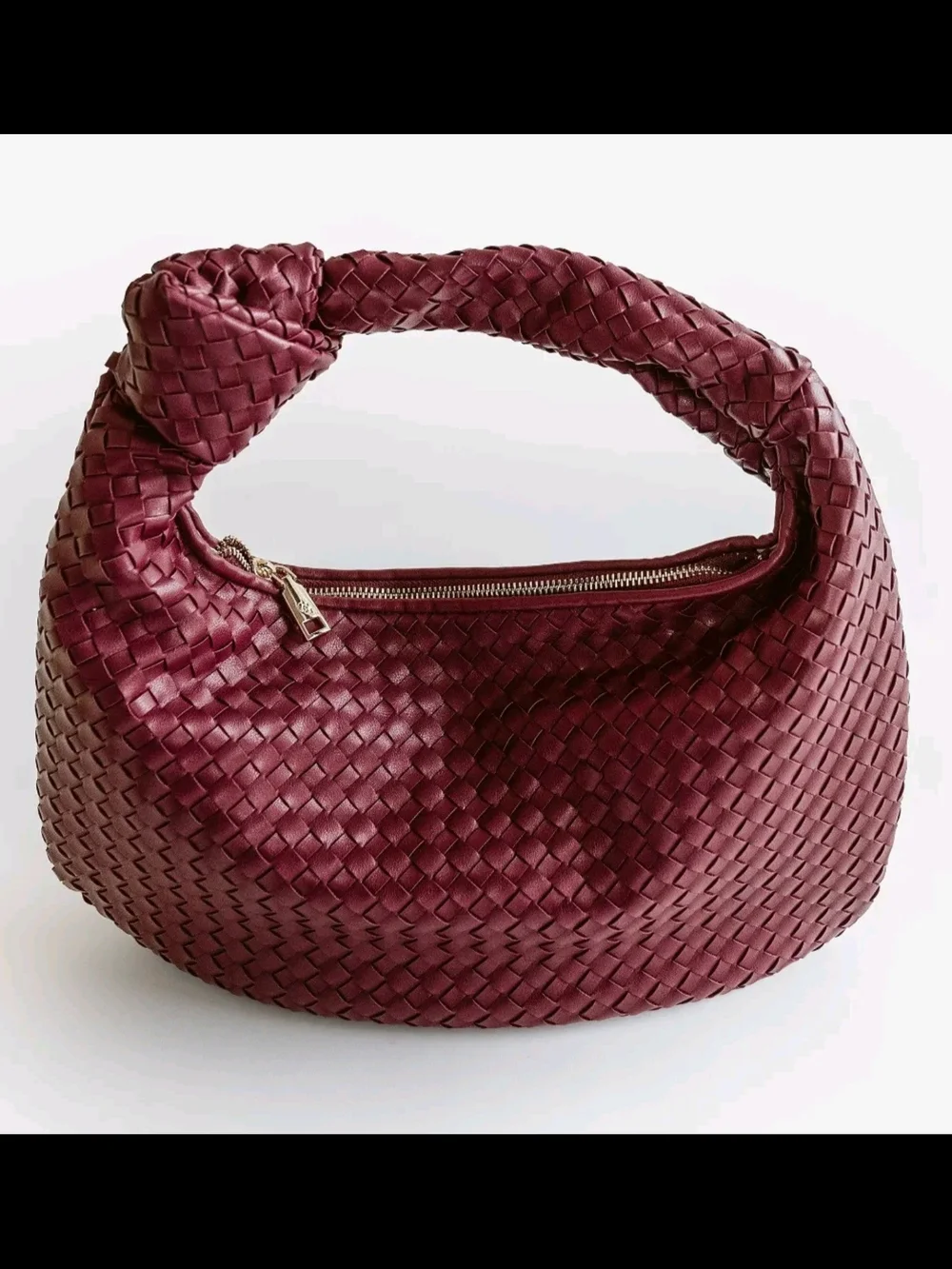 Glitzy Girl Woven Hobo Bag in Deep Plum - Stylish Everyday Shoulder Bag